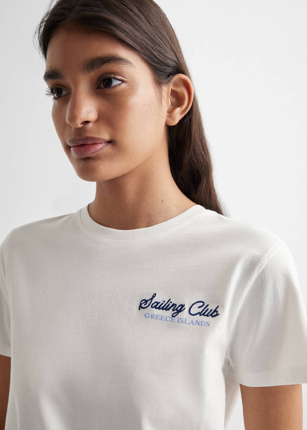 Mango T-Shirt mit gestickter Aufschrift Flash Sale