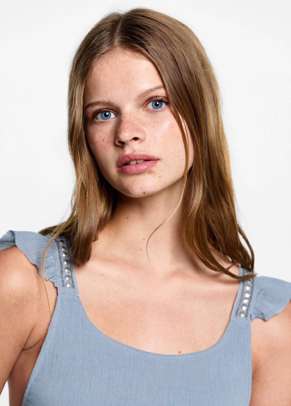 Mango Baumwoll-Top mit Raffdetails Osterangebot