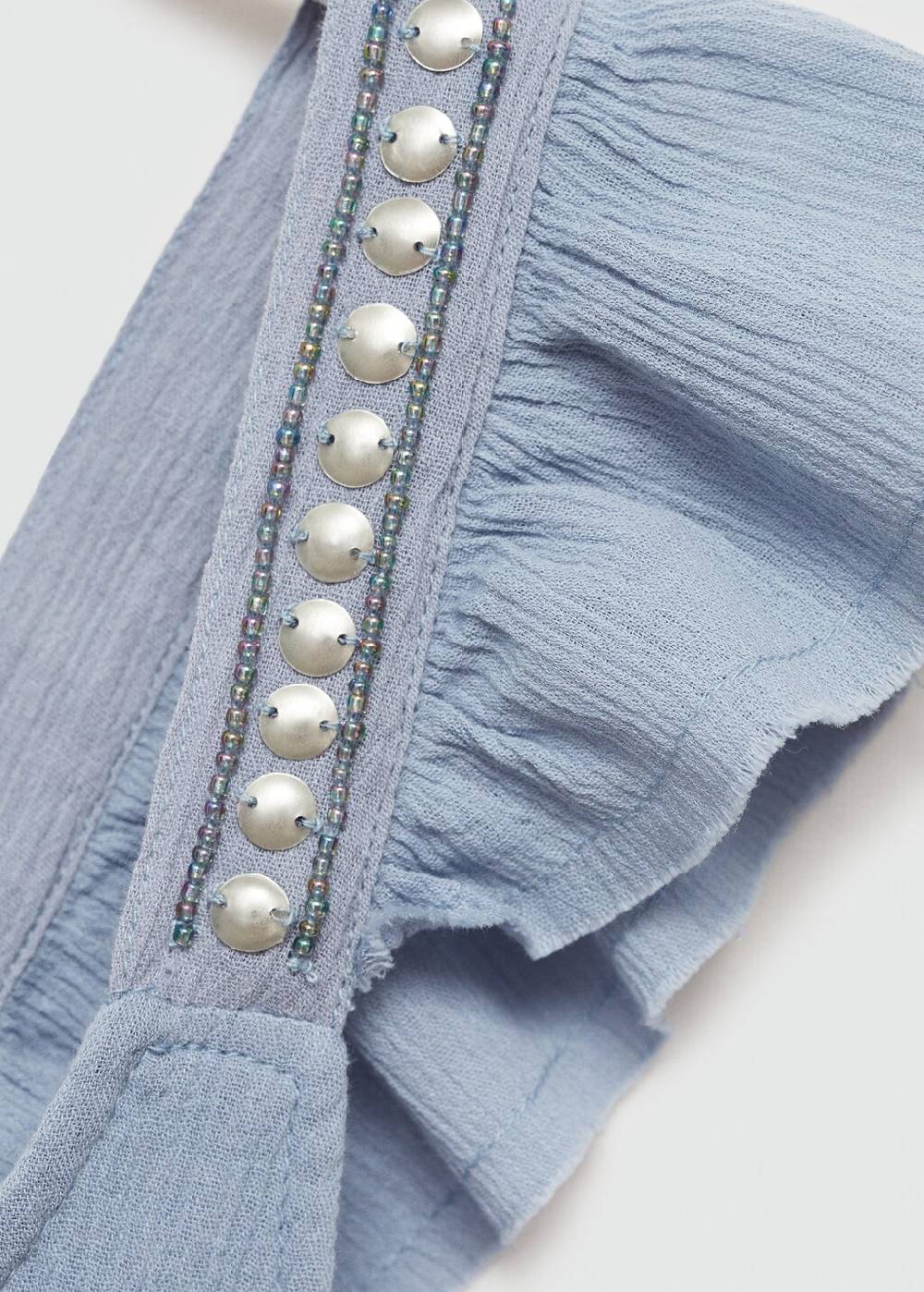 Mango Baumwoll-Top mit Raffdetails Osterangebot