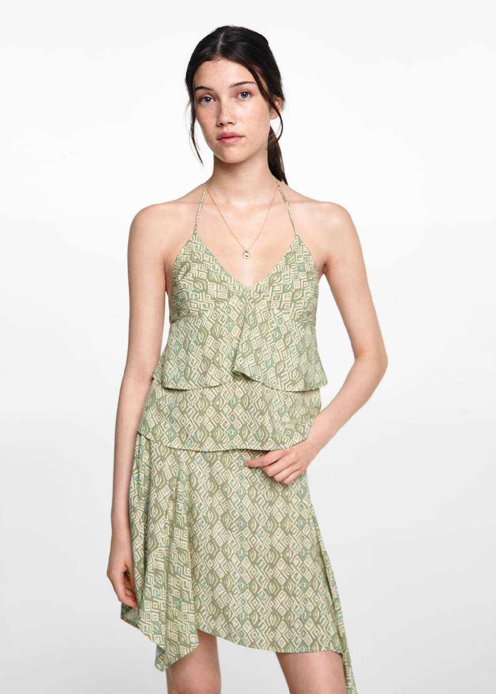 Mango Gemustertes Volant-Top Online Outlet