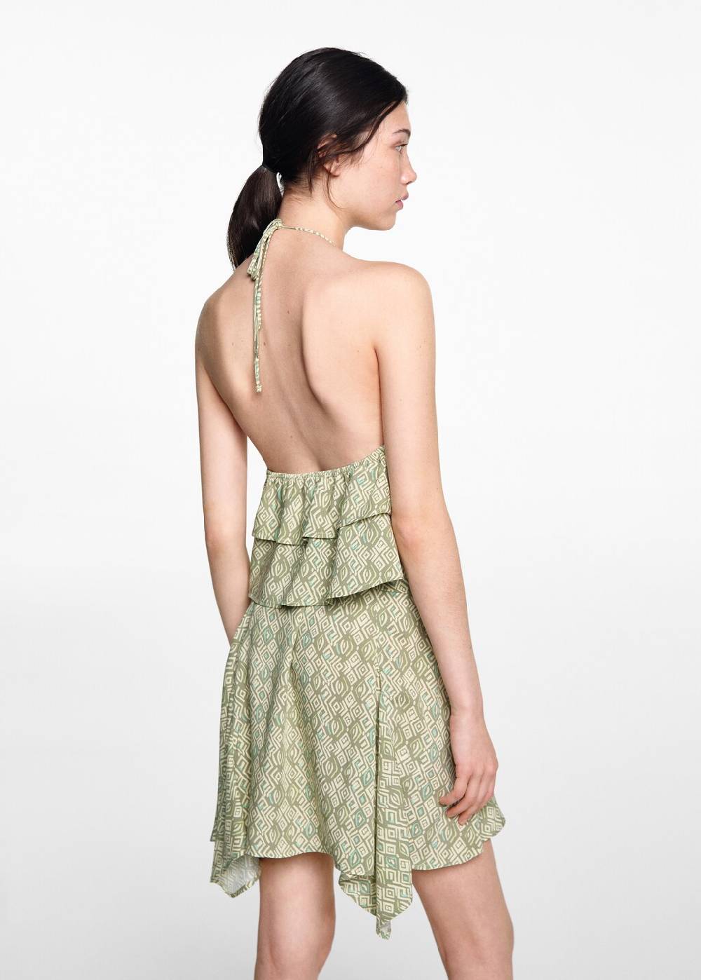 Mango Gemustertes Volant-Top Online Outlet