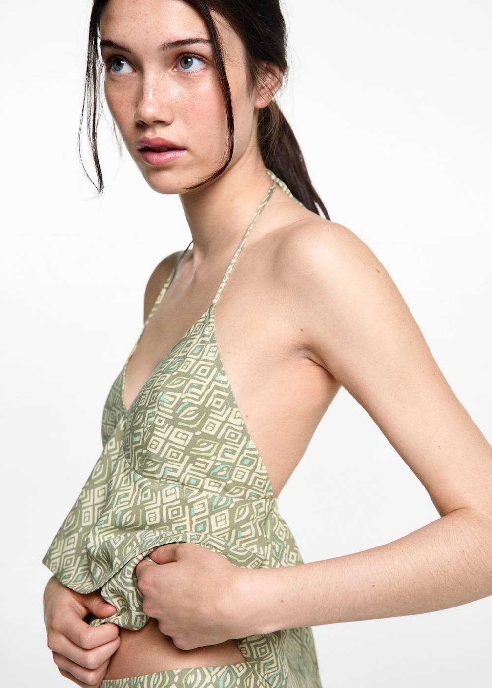 Mango Gemustertes Volant-Top Online Outlet