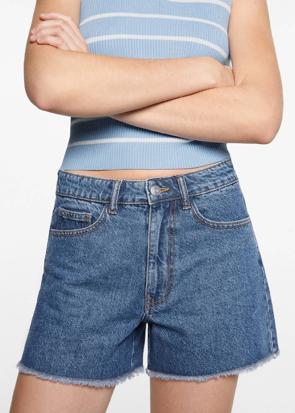Mango Jeansshorts mit ausgefranstem Saum Tägliche Deals