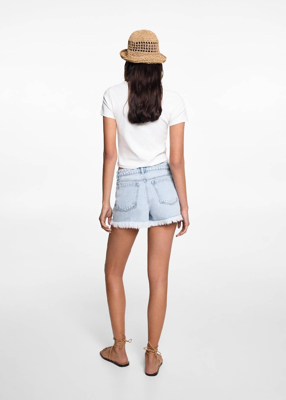 Mango Jeansshorts mit ausgefranstem Saum Tiefpreis