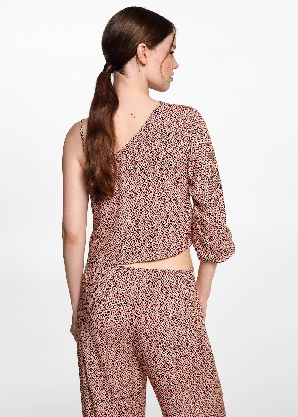 Mango Asymmetrische Bluse mit Motiv Zeitbegrenzte Promotion