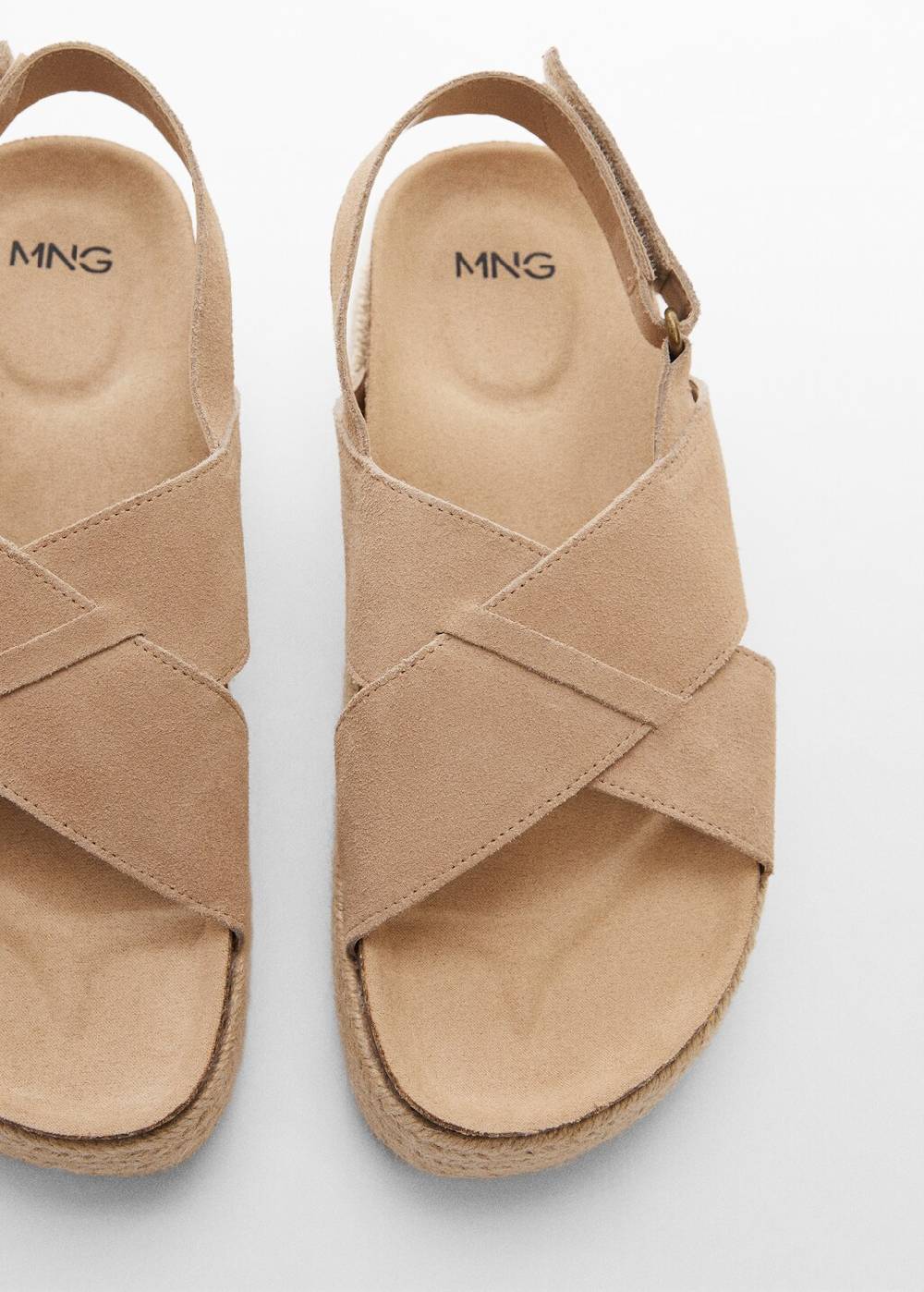 Mango Ledersandaletten mit Esparto-Sohle Discount Store für neue Produkte