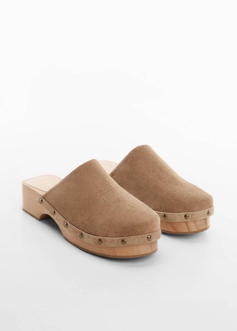 Mango Leder-Clogs mit Nieten zollfrei