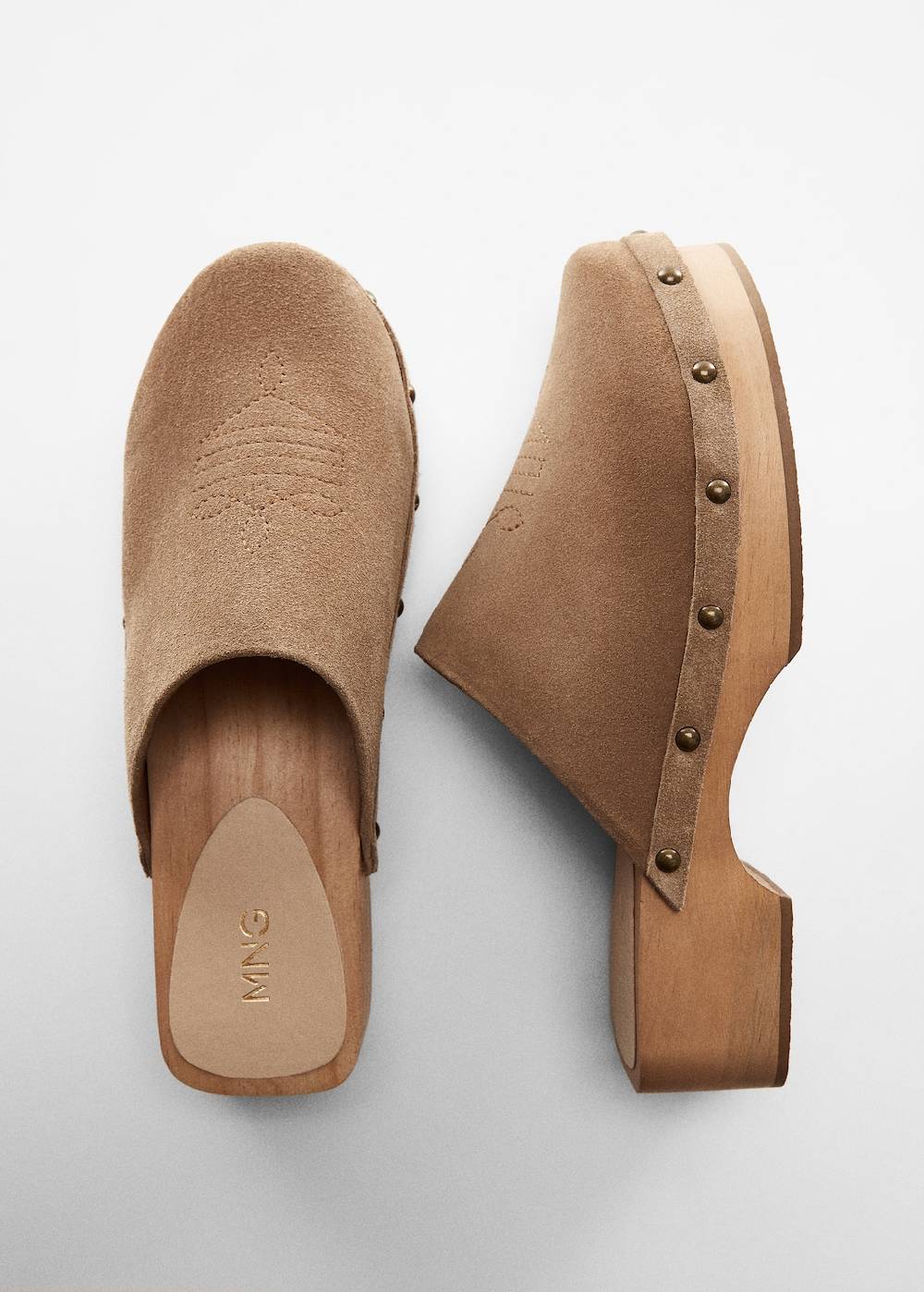 Mango Leder-Clogs mit Nieten zollfrei