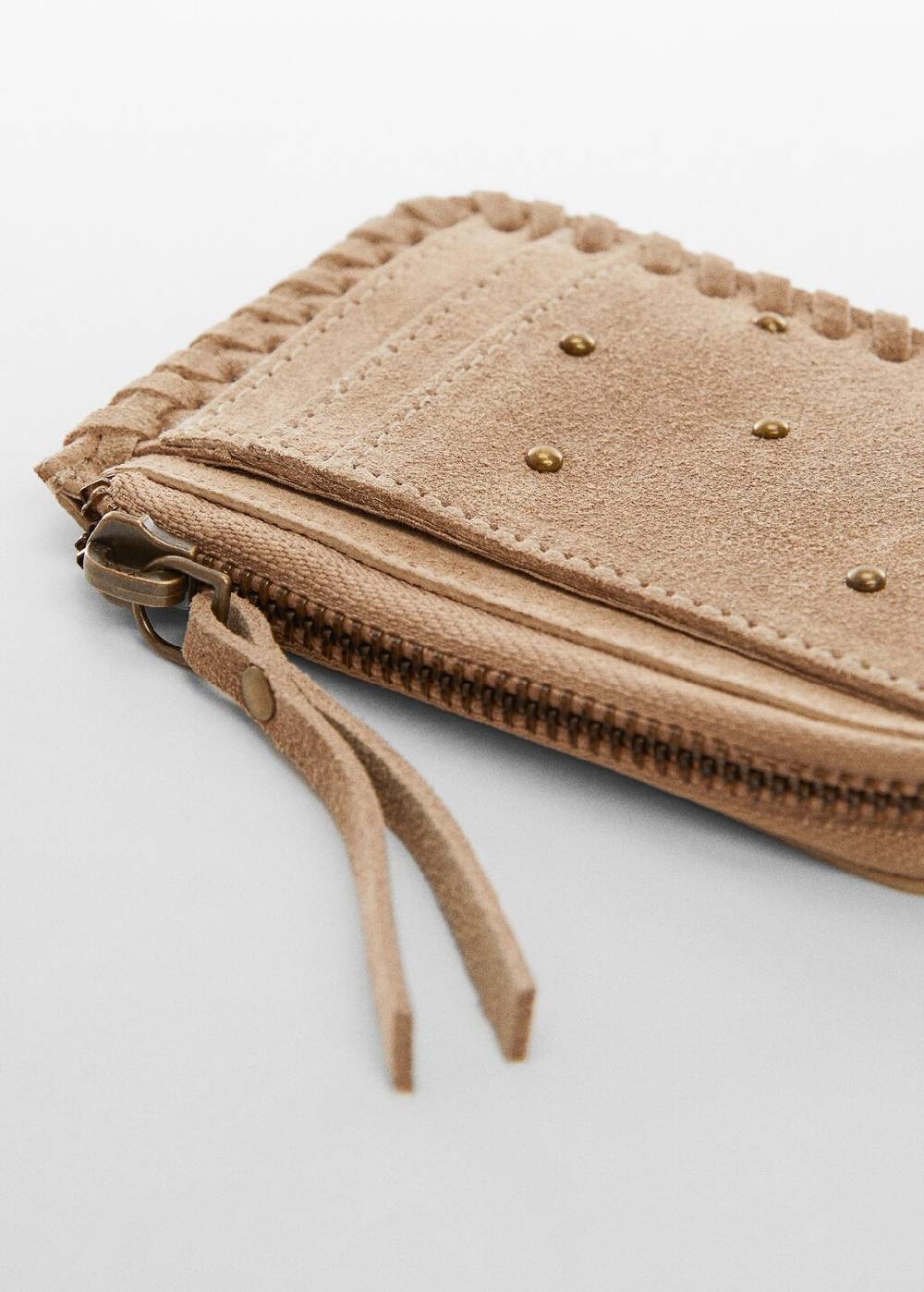 Mango Nietenverzierte Leder-Geldbörse Outlet