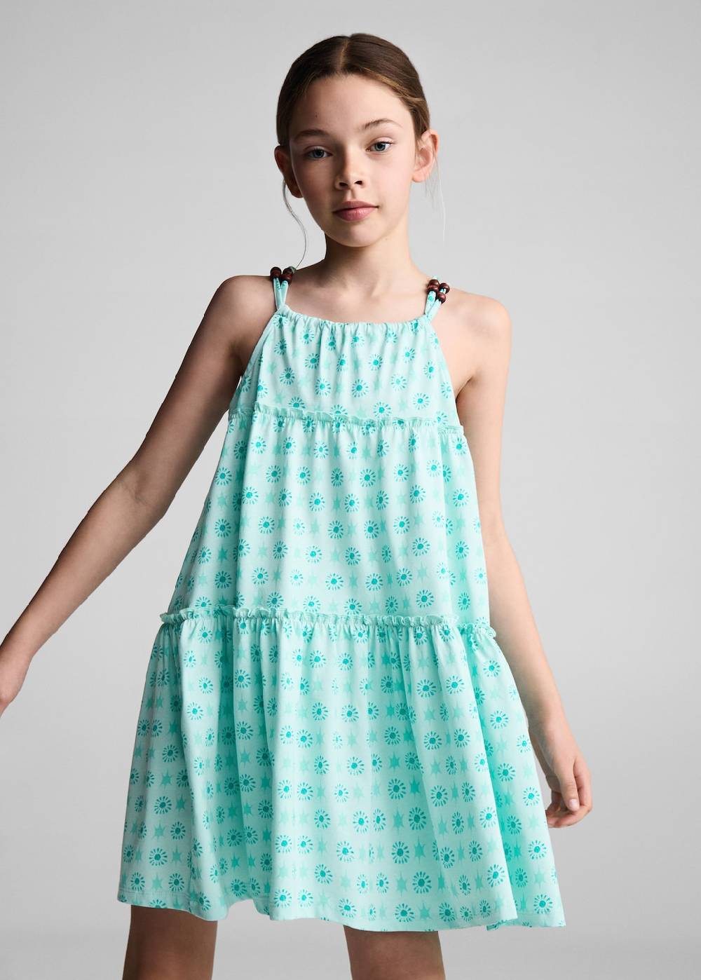 Mango Bedrucktes Kleid mit Perlen Online Shopping