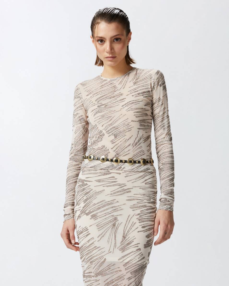 Pinko Shirt aus Tüll mit Glitzerprint Fabrik Onlineshop