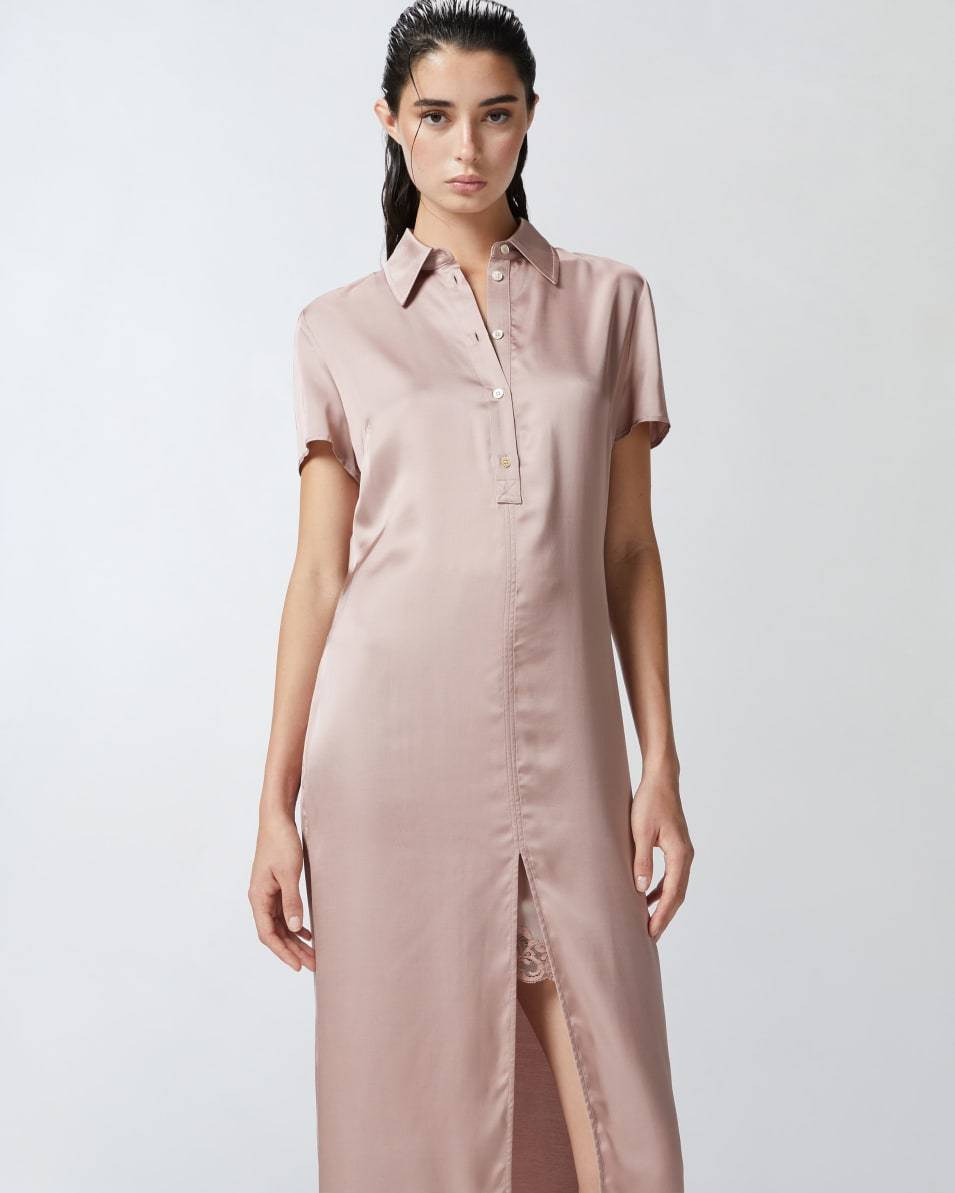 Pinko Midi-Polokleid aus gewaschenem Satin Saisonschlussverkauf