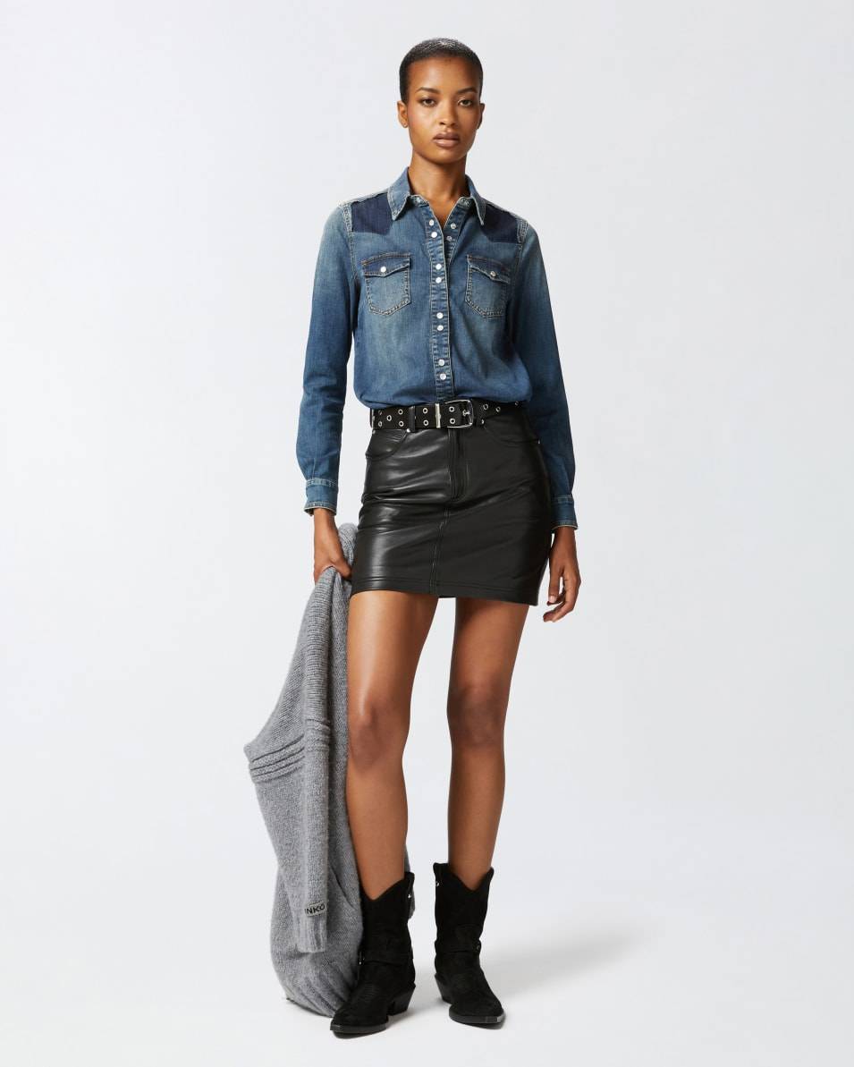 Pinko Leichtes Hemd aus blauem Twill mit Stretchanteil Weihnachtsangebot