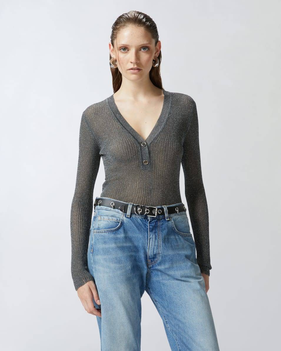 Pinko Leichter Langarmpullover im Rippstrick Online Outlet