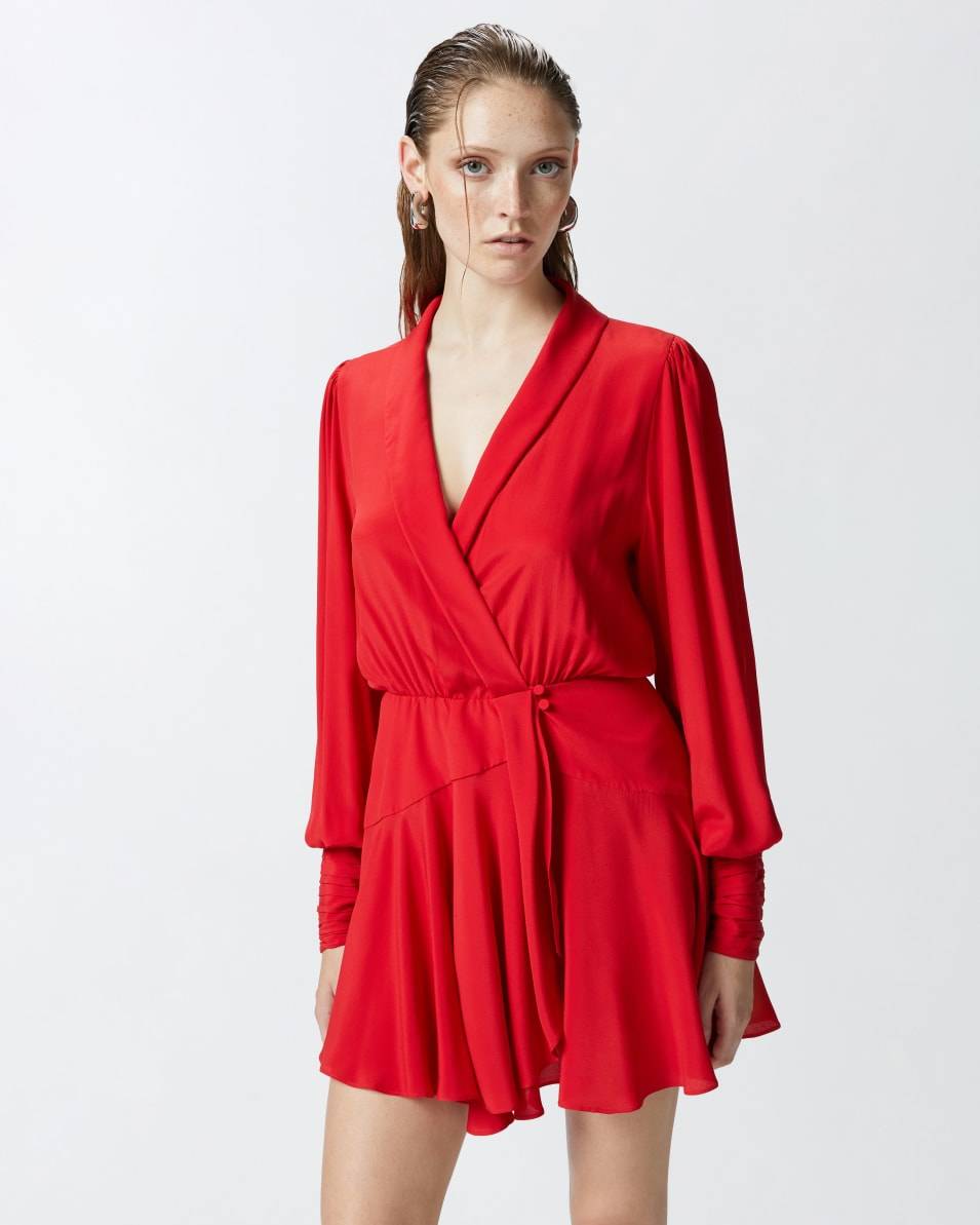 Pinko Kurzes Kleid aus Seidenmix mit tiefem Ausschnitt Tägliche Deals