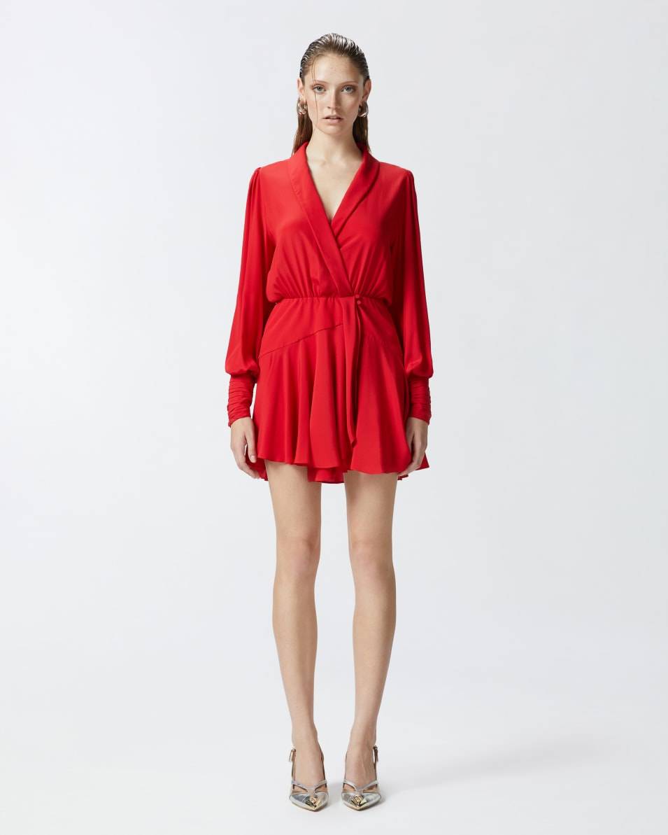 Pinko Kurzes Kleid aus Seidenmix mit tiefem Ausschnitt Tägliche Deals