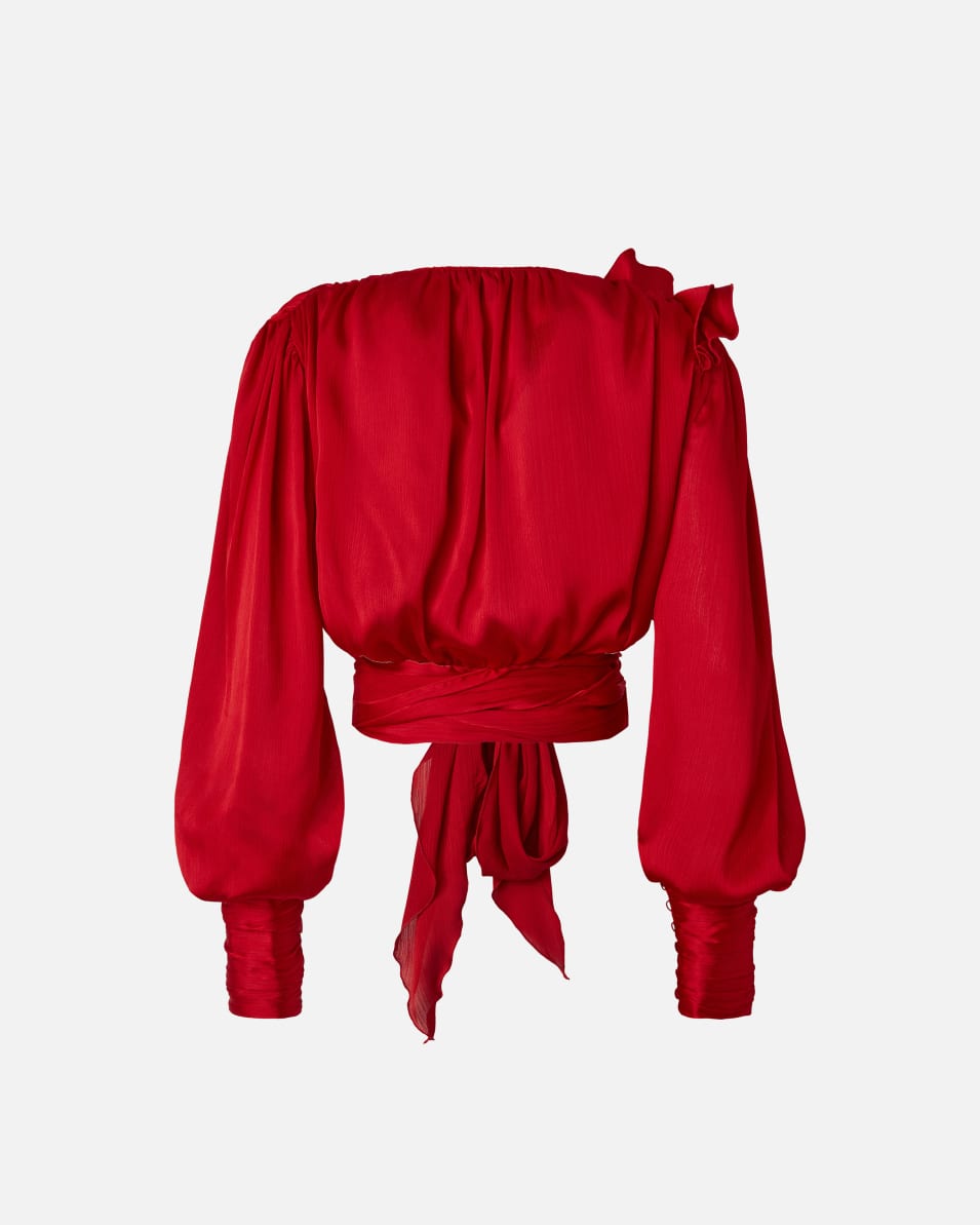 Pinko Kurzbluse aus Satin mit Applikationen Tiefpreis