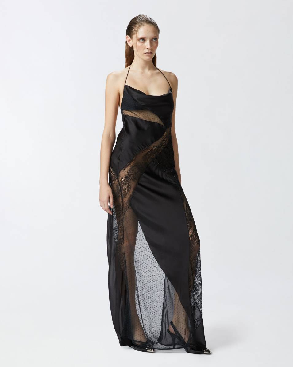Pinko Elegantes langes Patchwork-Kleid Kostenlose Rückgabe