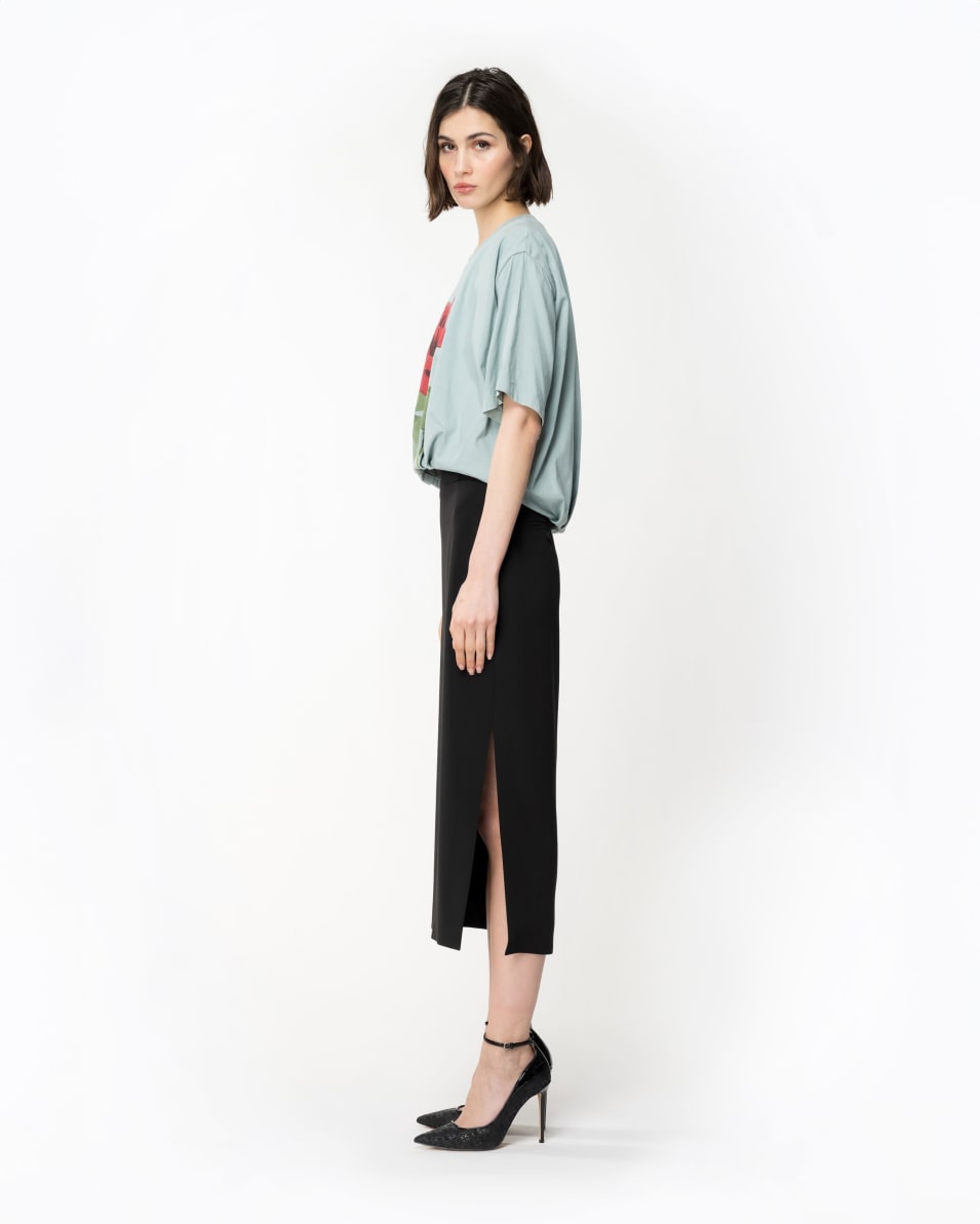 Pinko Cropped-T-Shirt mit Rosen-Print Saisonschlussverkauf