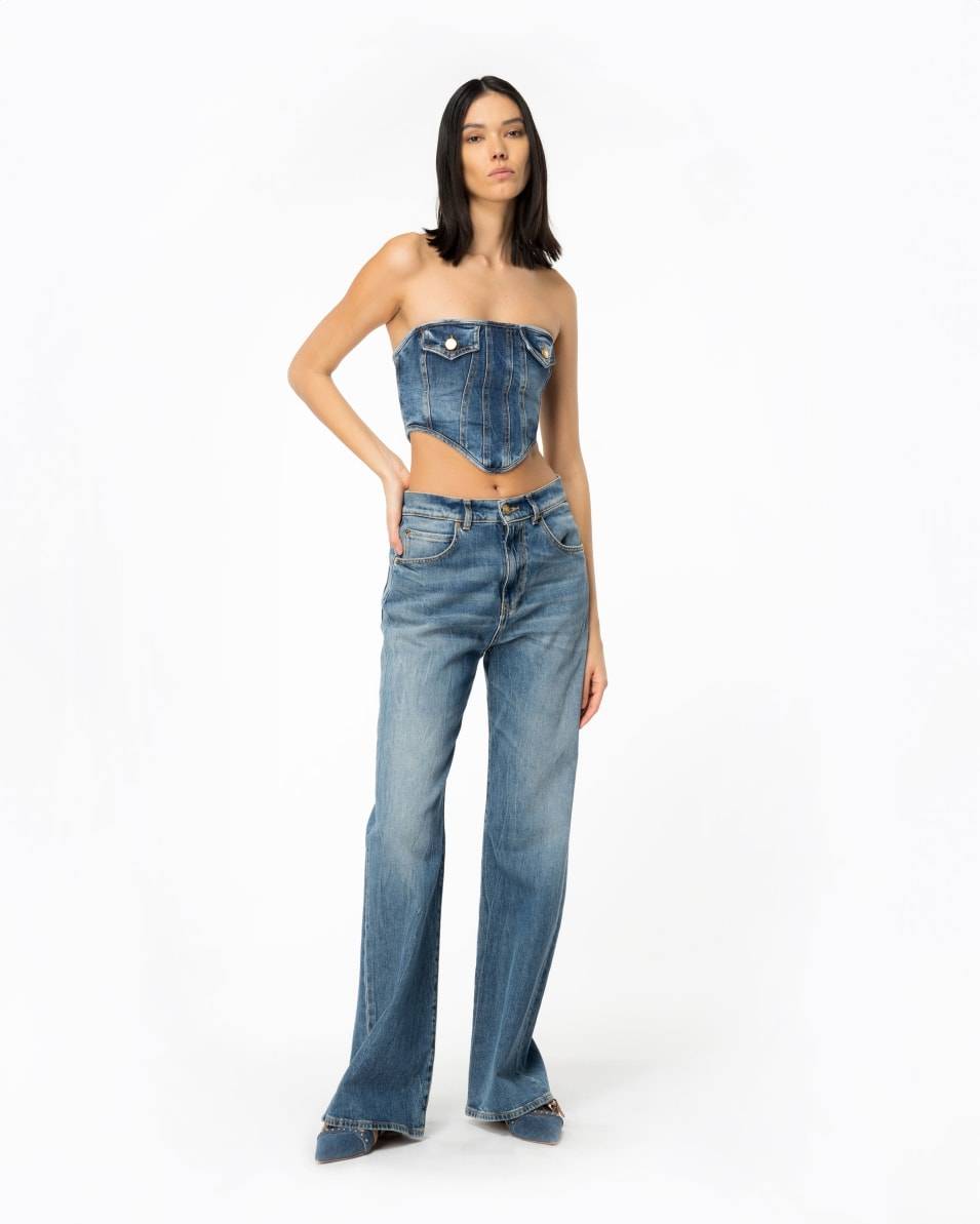 Pinko Wide-Leg-Jeans aus Vintage-Denim Tiefpreis