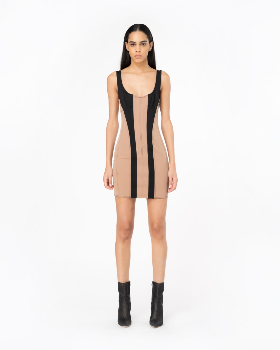 Pinko Anliegendes Bimaterial-Minikleid Bis zu 50% Rabatt