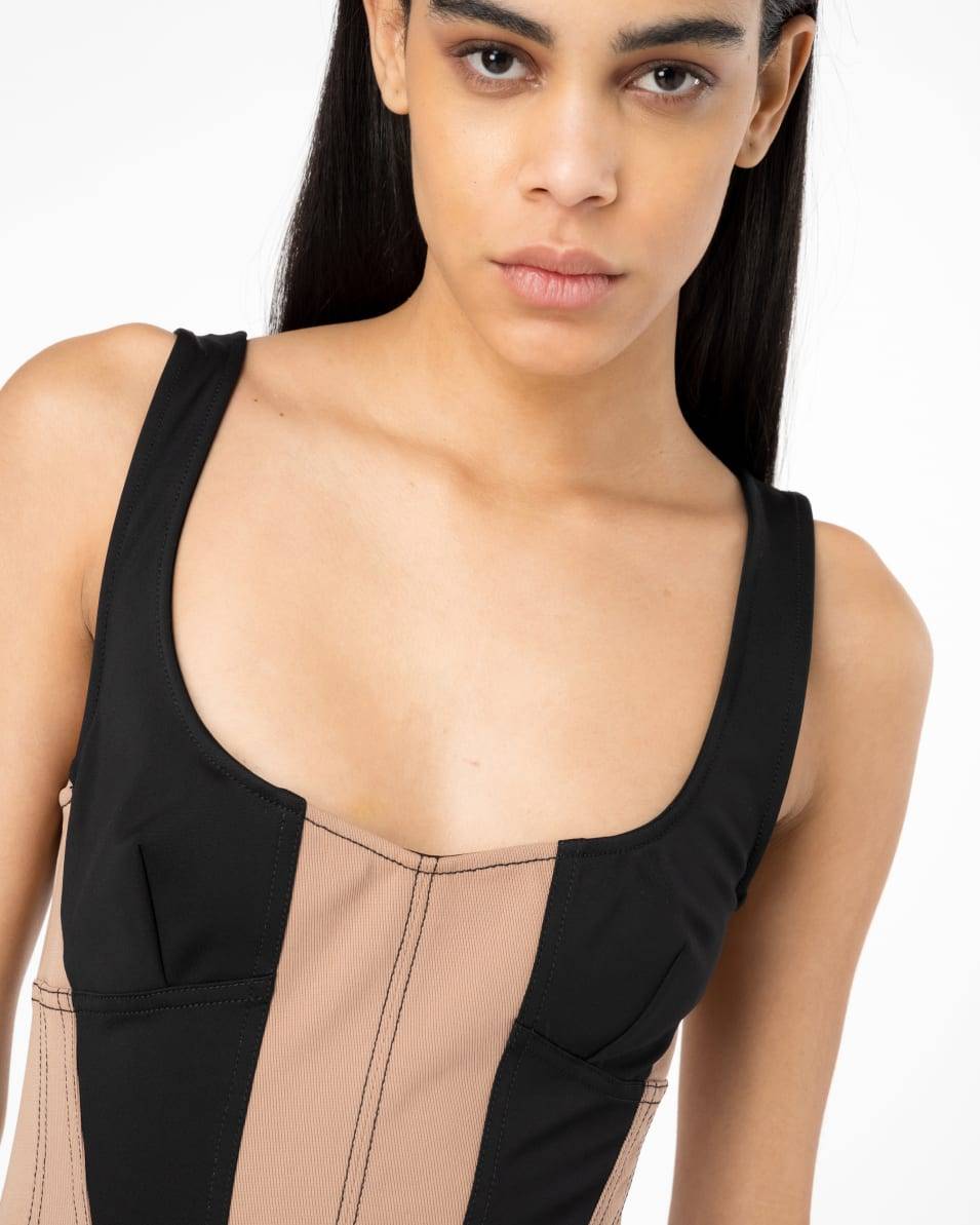 Pinko Anliegendes Bimaterial-Minikleid Bis zu 50% Rabatt