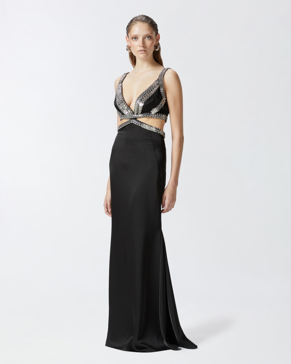 Pinko Elegantes langes Kleid mit Metallic-Stickerei Günstig kaufen