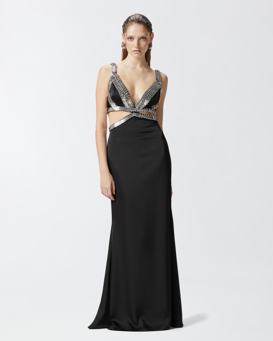 Pinko Elegantes langes Kleid mit Metallic-Stickerei Günstig kaufen