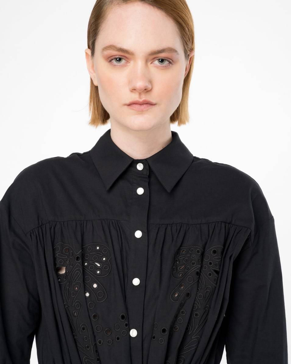 Pinko Hemdblusenkleid mit Lochspitze im Rodeo-Stil Valentinstagsangebot