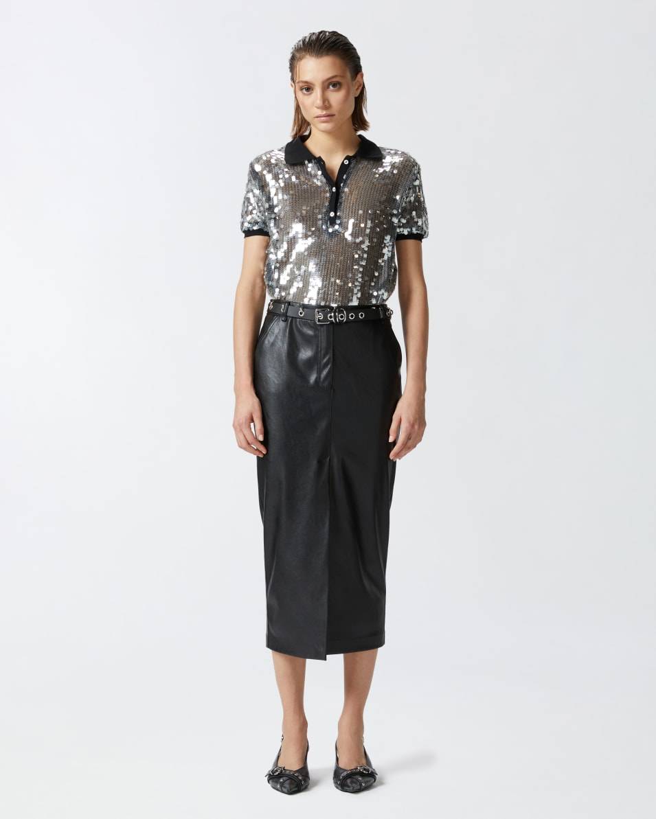 Pinko Midirock mit Ledereffekt und Schlitz Speichern exportieren