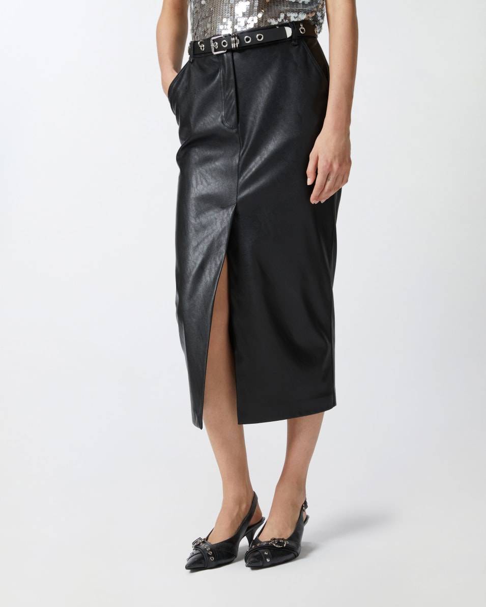 Pinko Midirock mit Ledereffekt und Schlitz Speichern exportieren