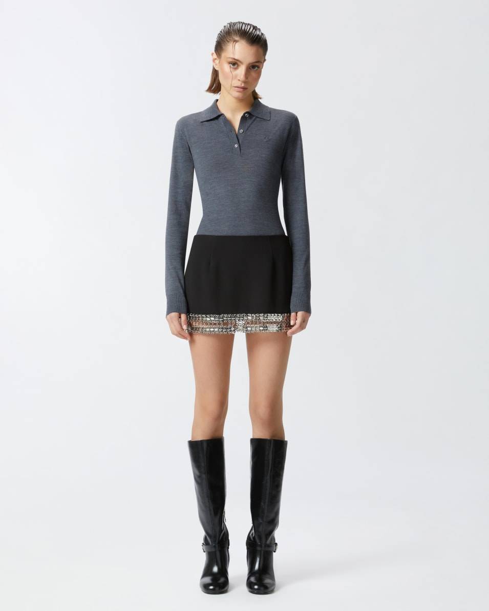 Pinko Minirock aus Crêpe mit Metallic-Stickerei am Saum Outlet