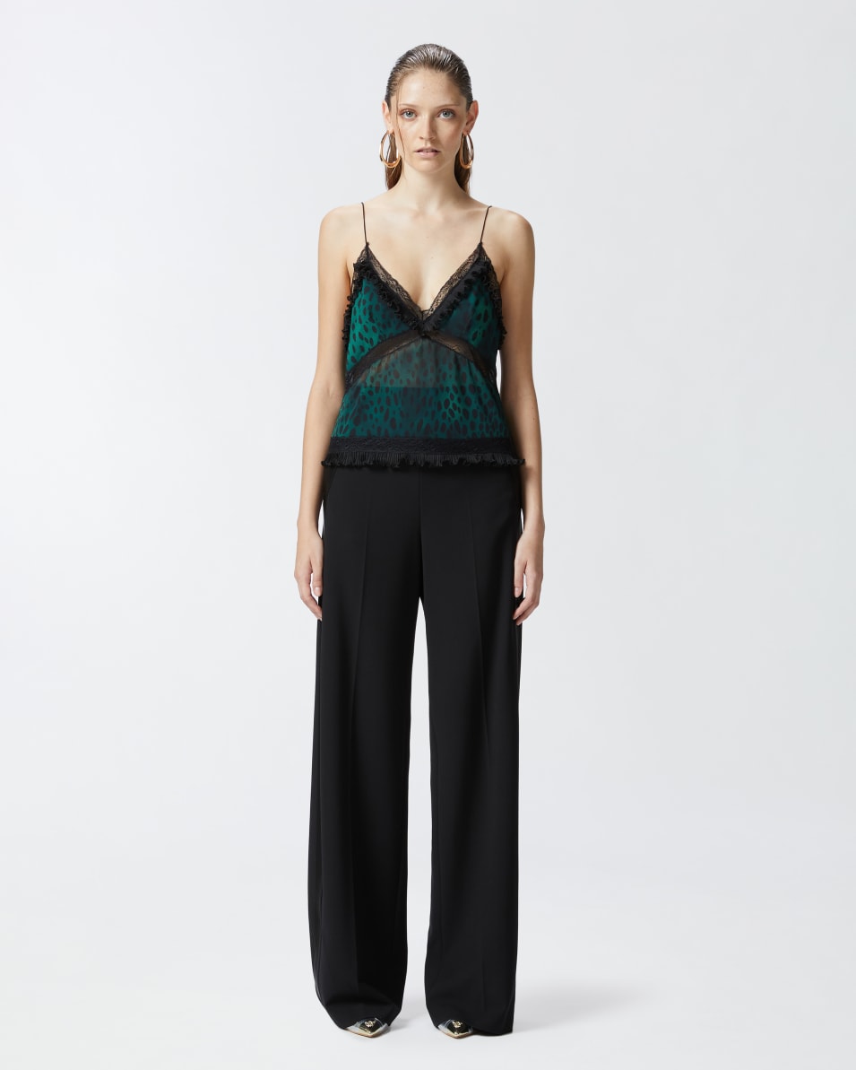 Pinko Leichtes Top mit Flecken-Print und Spitze im Angebot