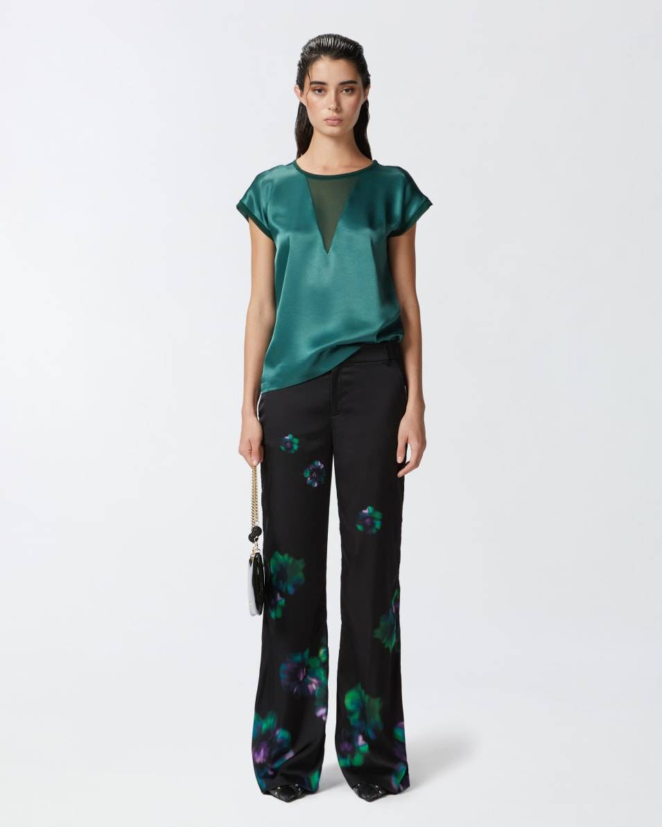 Pinko Satinhose mit Blumenprint Schlussverkauf