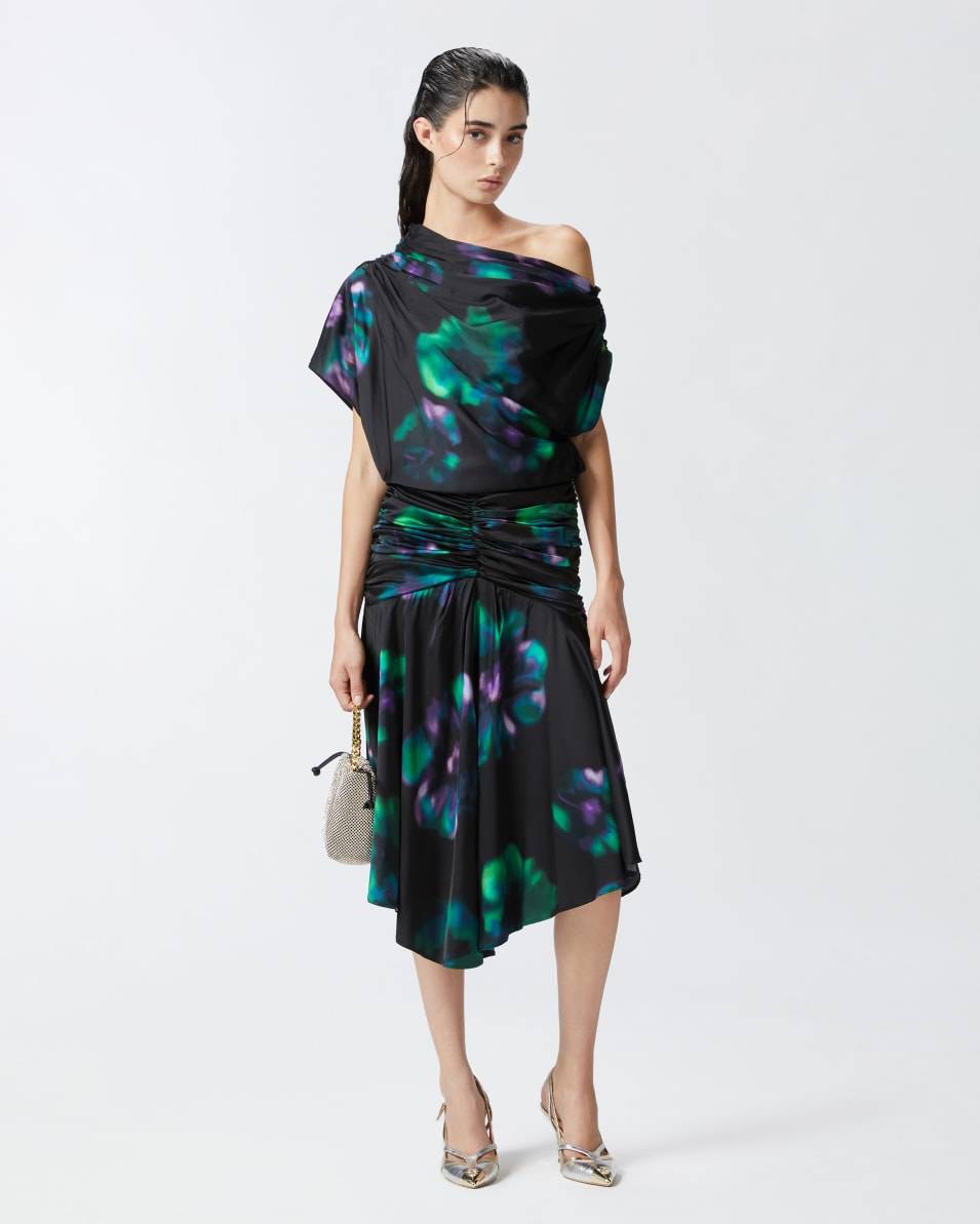 Pinko Midikleid mit Blumenprint in Verlaufsoptik und Drapierungen Meist gekauft