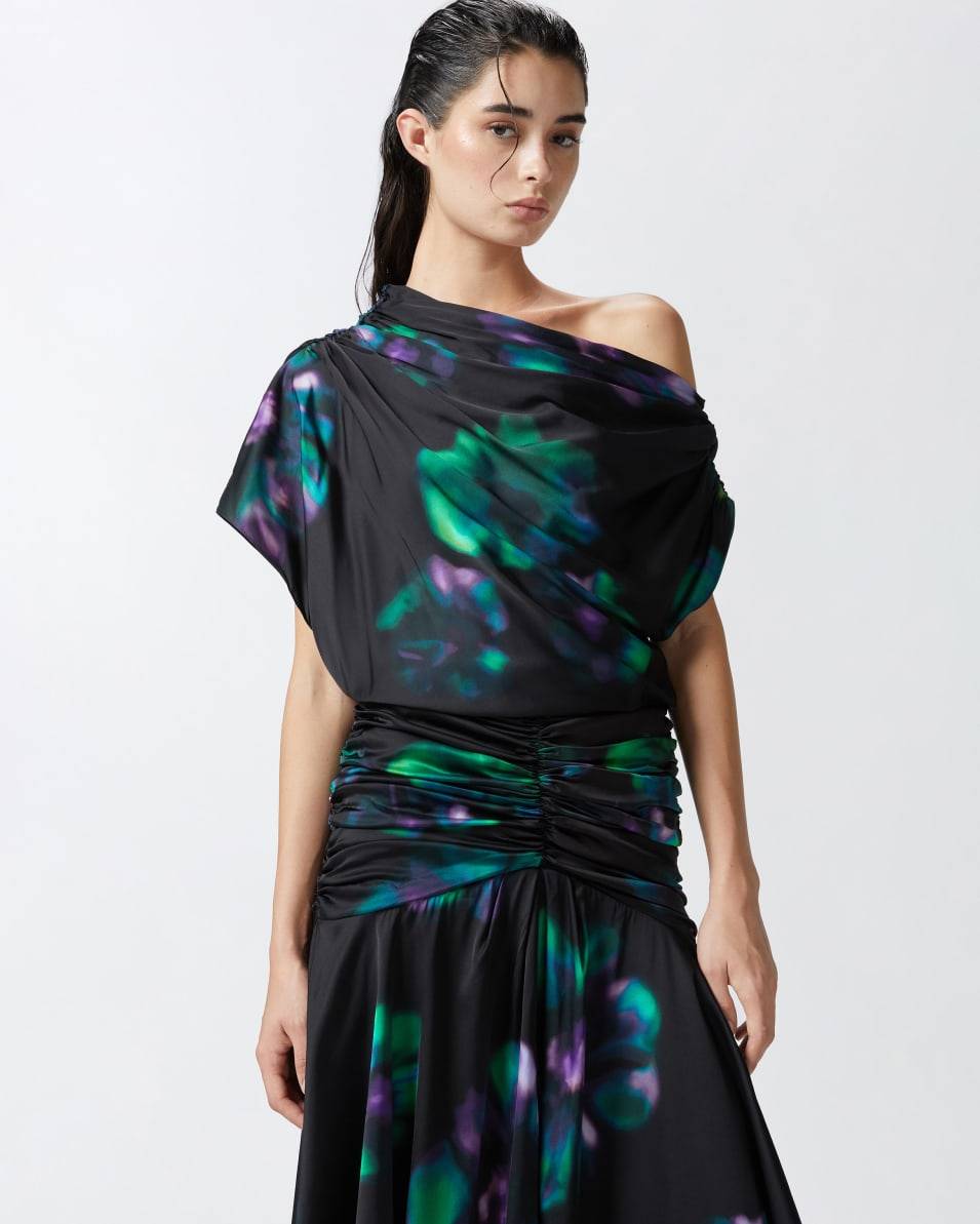 Pinko Midikleid mit Blumenprint in Verlaufsoptik und Drapierungen Meist gekauft