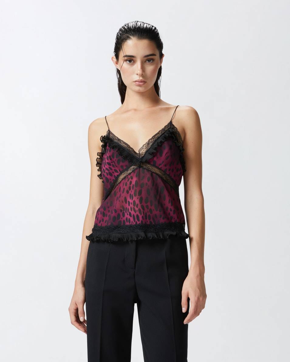 Pinko Leichtes Top mit Flecken-Print und Spitze Fabrikpreis