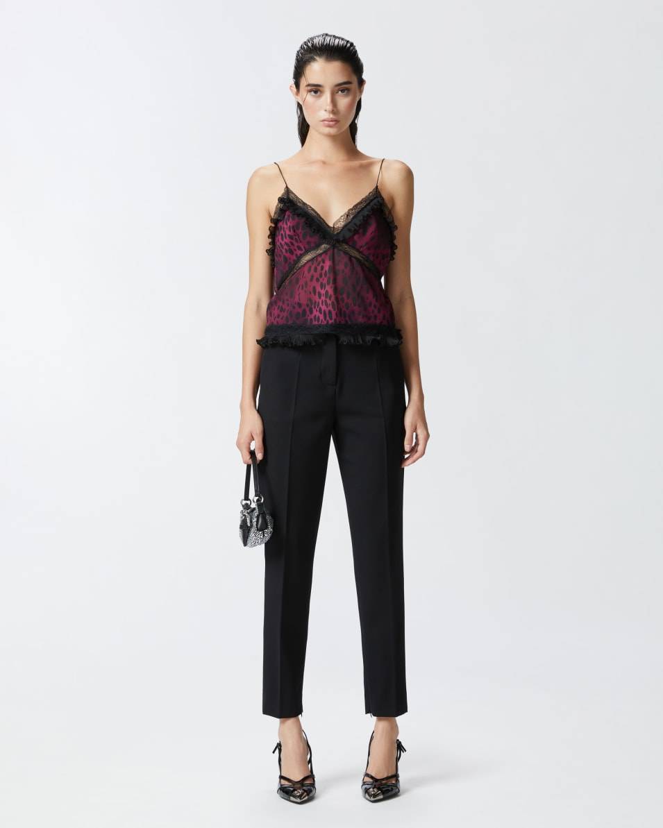 Pinko Leichtes Top mit Flecken-Print und Spitze Fabrikpreis