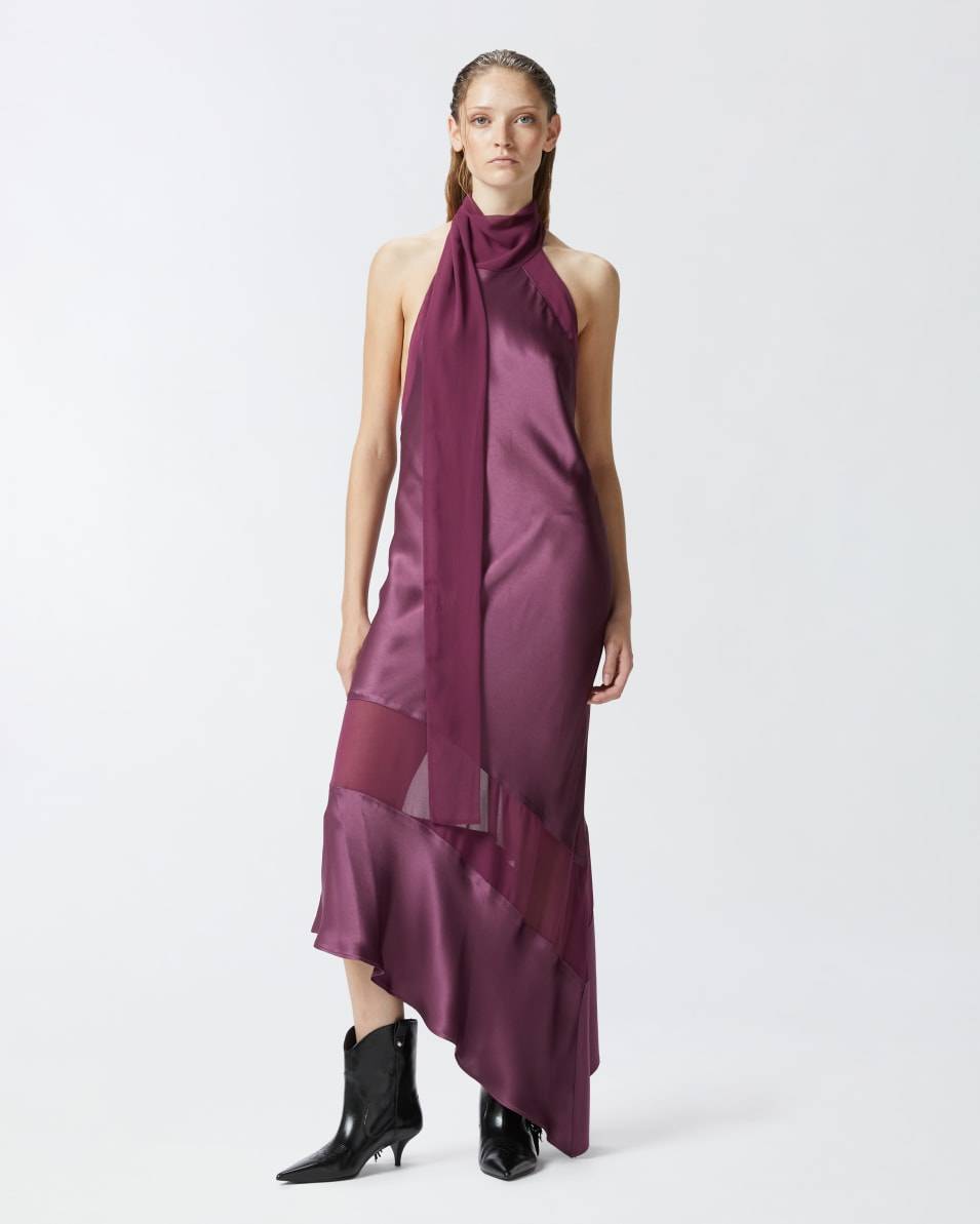 Pinko Rückenfreies Kleid aus Satin und Georgette Begrenztes Angebot