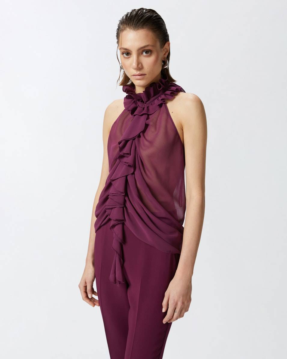 Pinko Georgette-Top mit Rüschen Preisnachlass