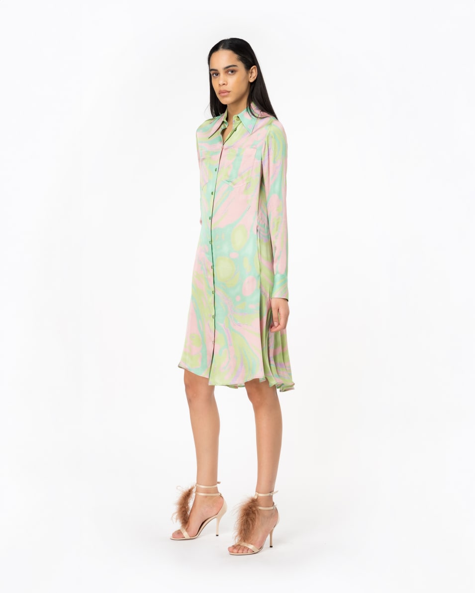 Pinko Hemdblusenkleid Satin Splash-Print Speichern exportieren