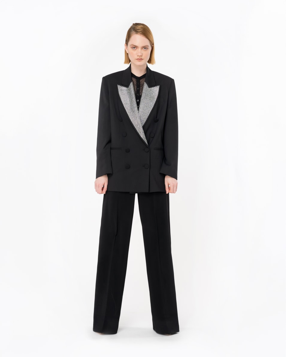 Pinko Zweireihiger Blazer mit strassbesetztem Revers Schlussverkauf