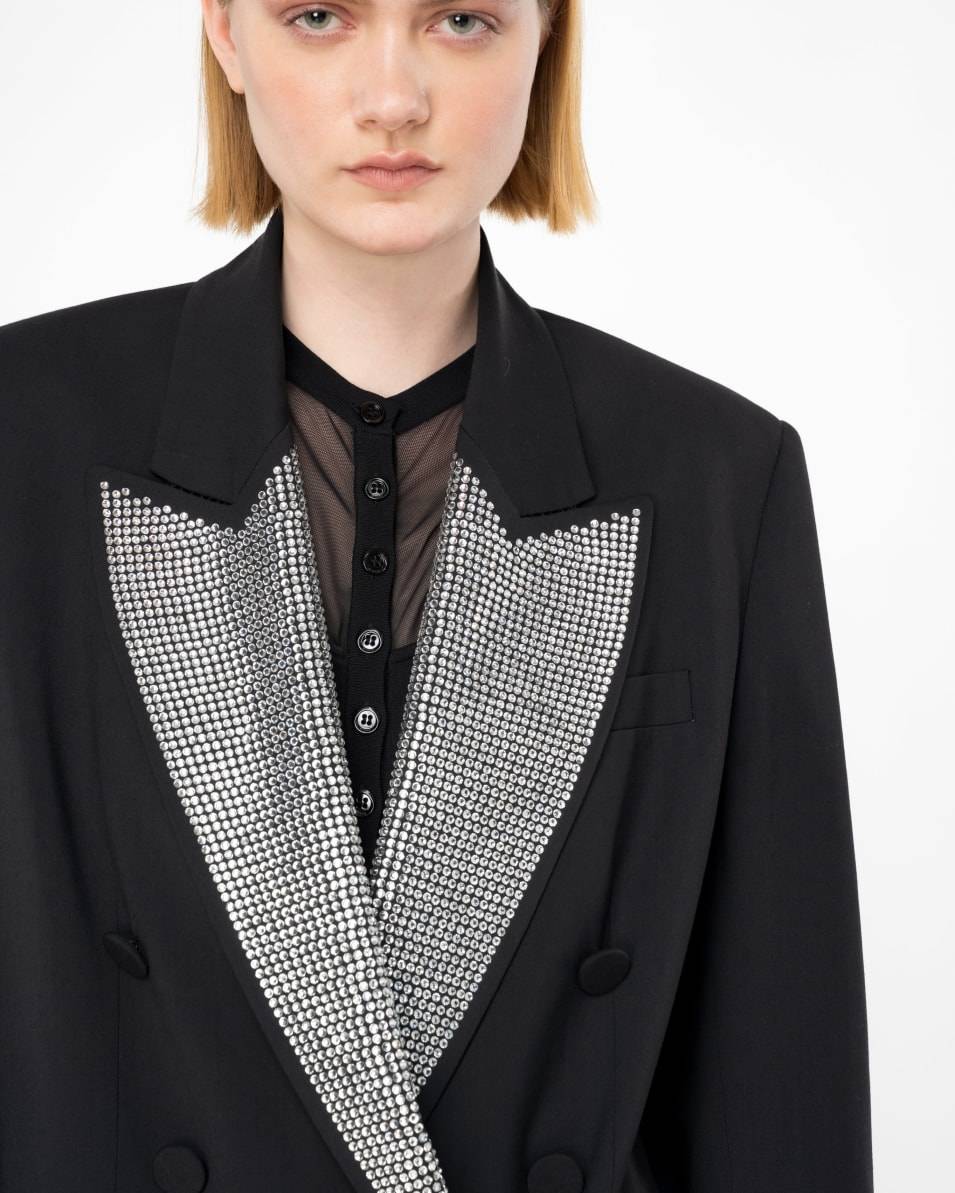 Pinko Zweireihiger Blazer mit strassbesetztem Revers Schlussverkauf