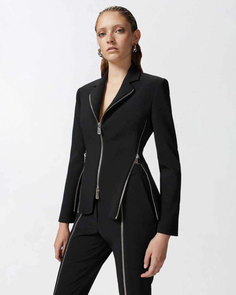 Pinko Jacke aus Crêpe-Stoff mit Metallreißverschlüssen Exklusive Angebote