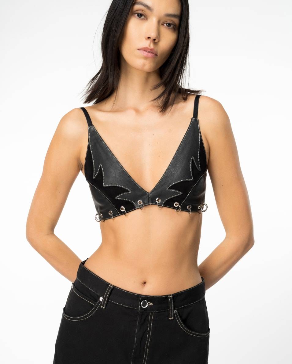 Pinko Rodeo-Top aus Leder und Veloursleder Wochenangebot