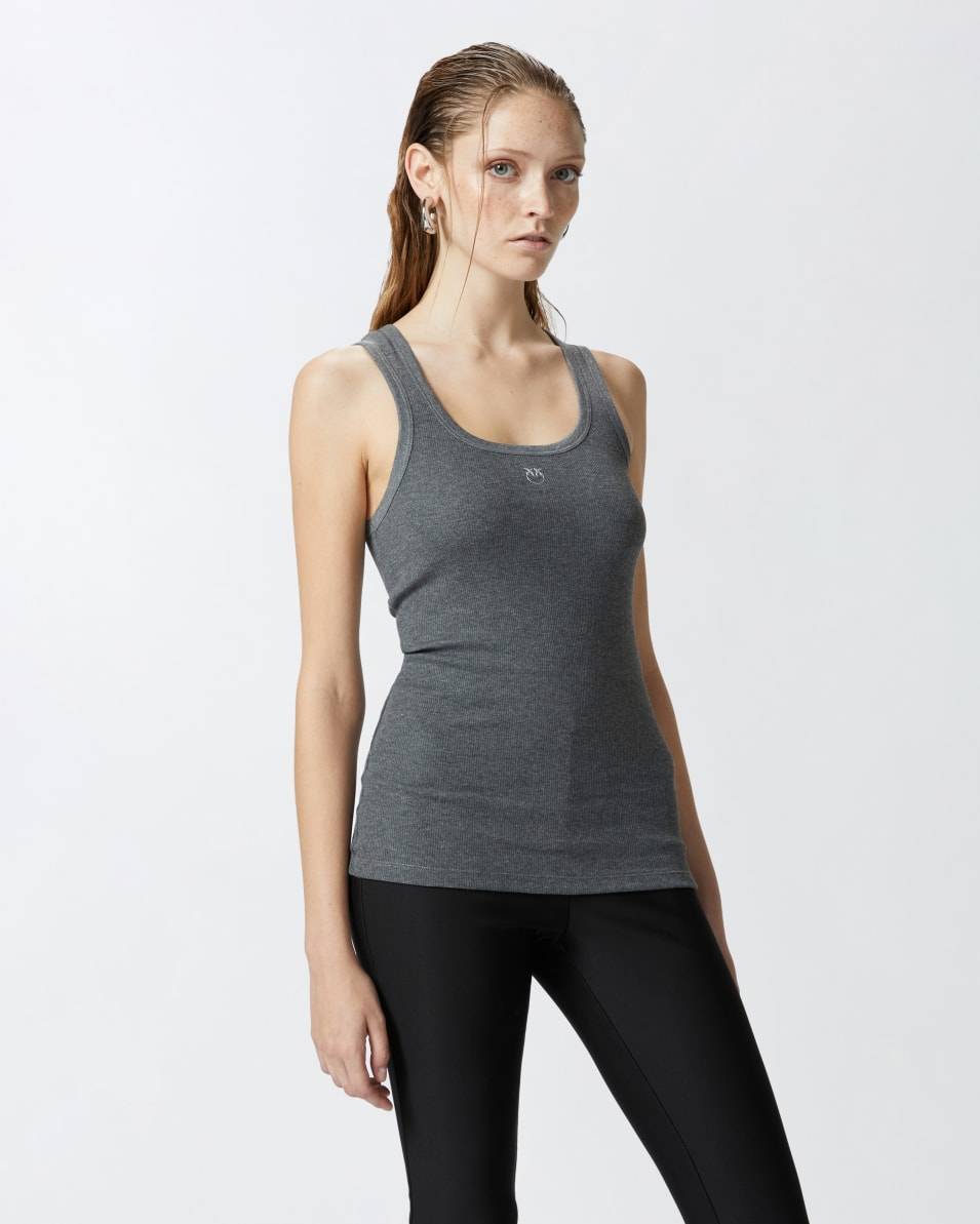 Pinko Geripptes Tanktop mit Logo Begrenztes Angebot