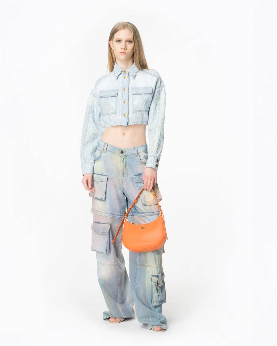 Pinko Cropped-Jeansjacke mit Pailletten Fabrikladen