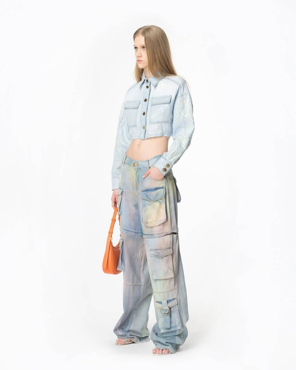 Pinko Cropped-Jeansjacke mit Pailletten Fabrikladen