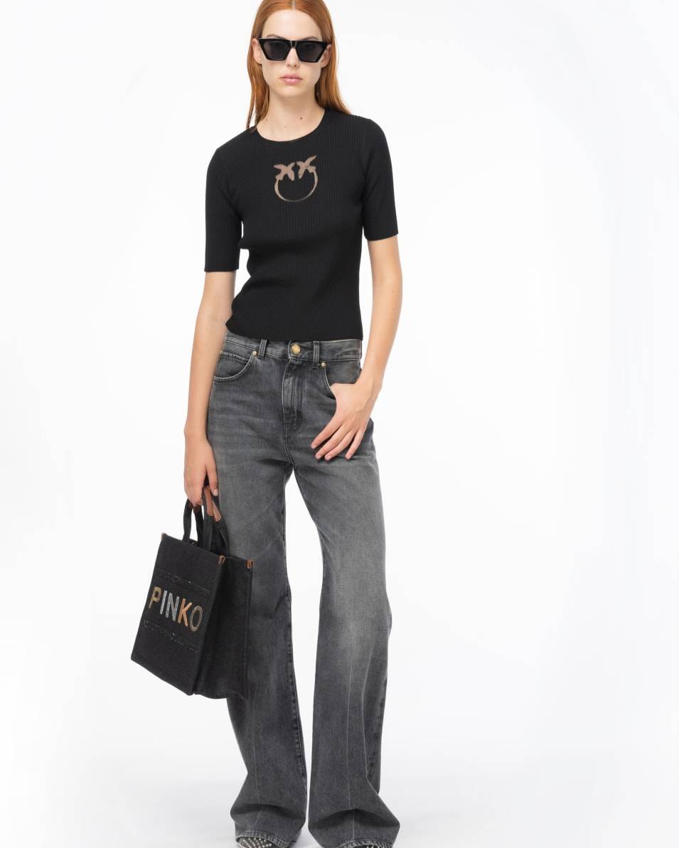 Pinko Halbarmpullover mit Logo aus Wolle Black Friday Preise