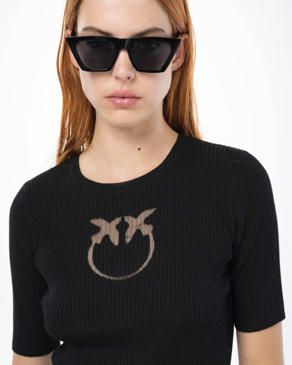 Pinko Halbarmpullover mit Logo aus Wolle Black Friday Preise